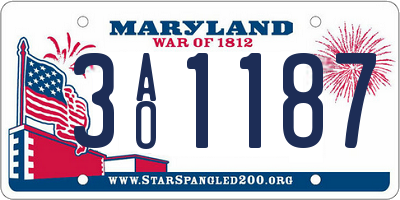 MD license plate 3AO1187