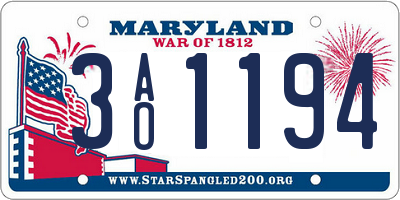 MD license plate 3AO1194