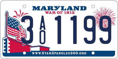 MD license plate 3AO1199