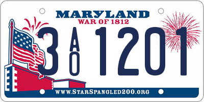 MD license plate 3AO1201