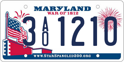 MD license plate 3AO1210