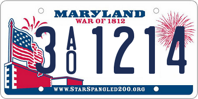 MD license plate 3AO1214