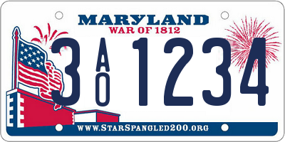 MD license plate 3AO1234