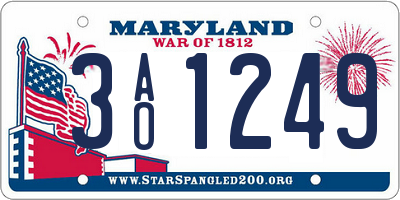 MD license plate 3AO1249