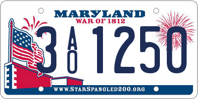 MD license plate 3AO1250