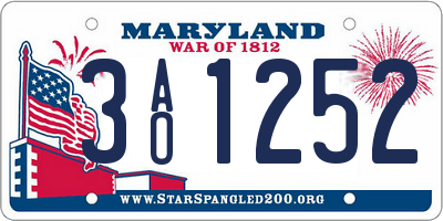 MD license plate 3AO1252