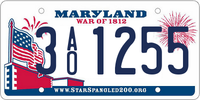 MD license plate 3AO1255
