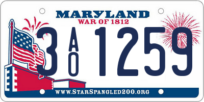 MD license plate 3AO1259