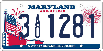 MD license plate 3AO1281