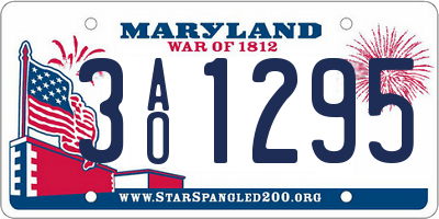 MD license plate 3AO1295