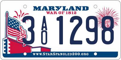 MD license plate 3AO1298