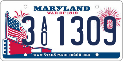 MD license plate 3AO1309