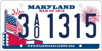MD license plate 3AO1315