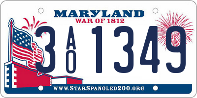 MD license plate 3AO1349