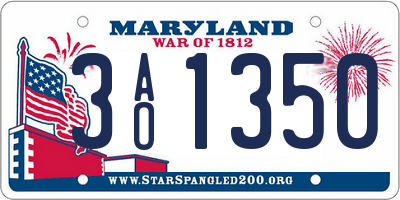MD license plate 3AO1350