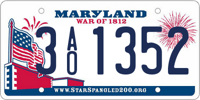 MD license plate 3AO1352