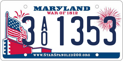 MD license plate 3AO1353