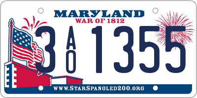 MD license plate 3AO1355