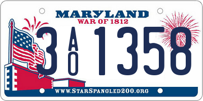 MD license plate 3AO1358