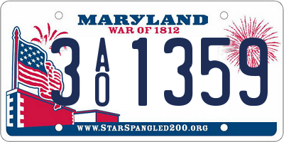 MD license plate 3AO1359
