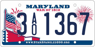MD license plate 3AO1367
