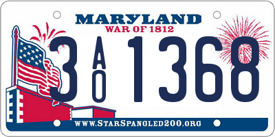 MD license plate 3AO1368