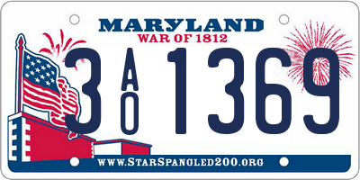 MD license plate 3AO1369