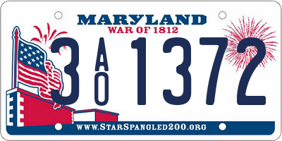 MD license plate 3AO1372