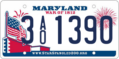 MD license plate 3AO1390