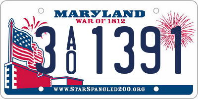 MD license plate 3AO1391