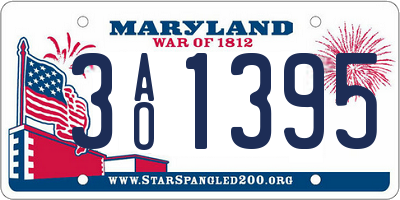 MD license plate 3AO1395