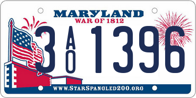 MD license plate 3AO1396