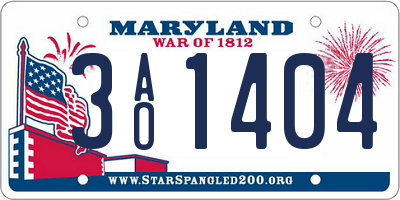 MD license plate 3AO1404
