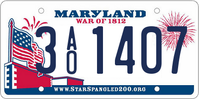 MD license plate 3AO1407