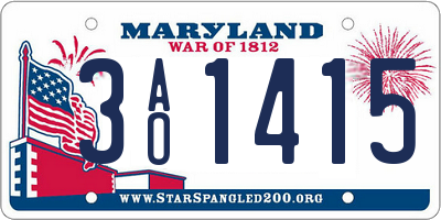 MD license plate 3AO1415