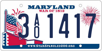 MD license plate 3AO1417