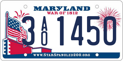 MD license plate 3AO1450
