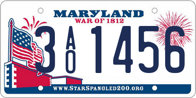 MD license plate 3AO1456