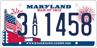 MD license plate 3AO1458