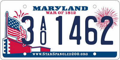 MD license plate 3AO1462