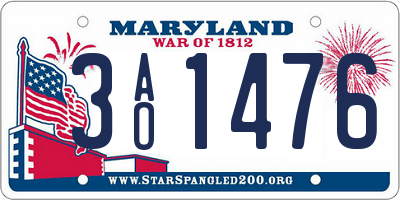 MD license plate 3AO1476