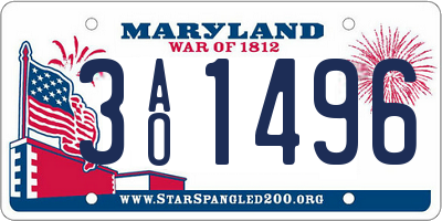 MD license plate 3AO1496