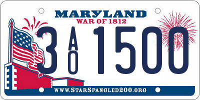 MD license plate 3AO1500