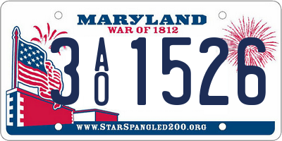 MD license plate 3AO1526