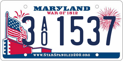 MD license plate 3AO1537