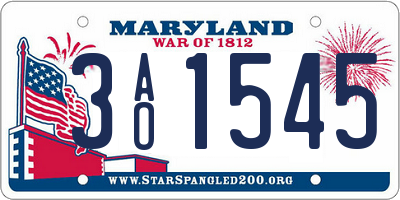 MD license plate 3AO1545