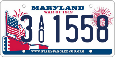 MD license plate 3AO1558