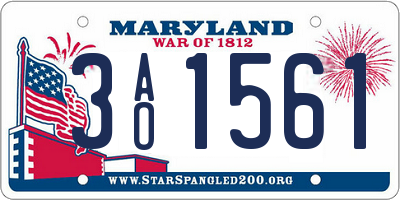 MD license plate 3AO1561