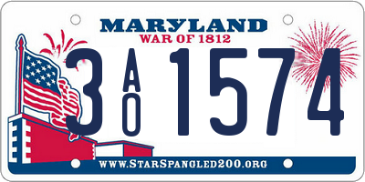 MD license plate 3AO1574