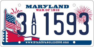 MD license plate 3AO1593